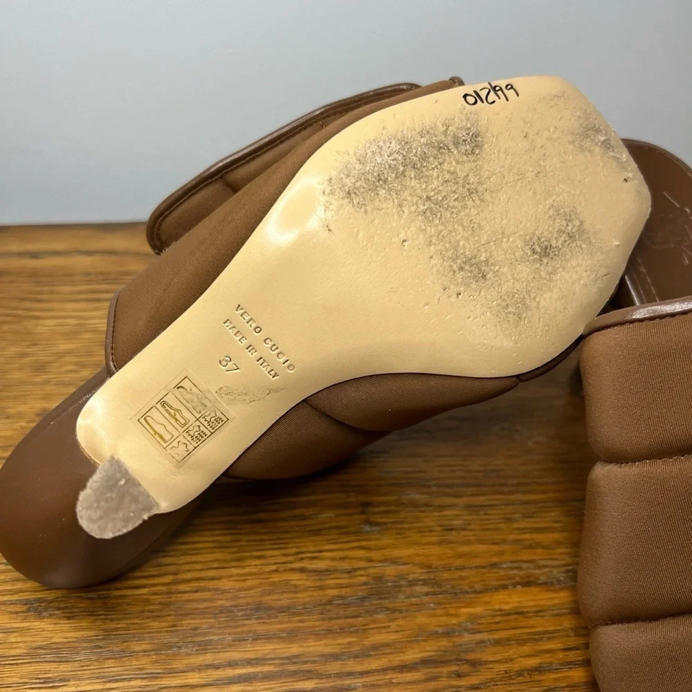 Gia Borghini Size 37 • Brown Cloth Heeled Sandals.